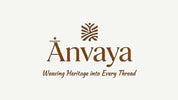 Anvaya logo with tagline 'Weaving Heritage into Every Thread' on a white background